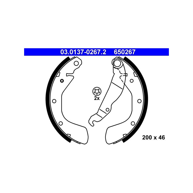 Jeu de mâchoires de frein ATE 03.0137-0267.2 pour CHEVROLET, DAEWOO et plus encore... ATE