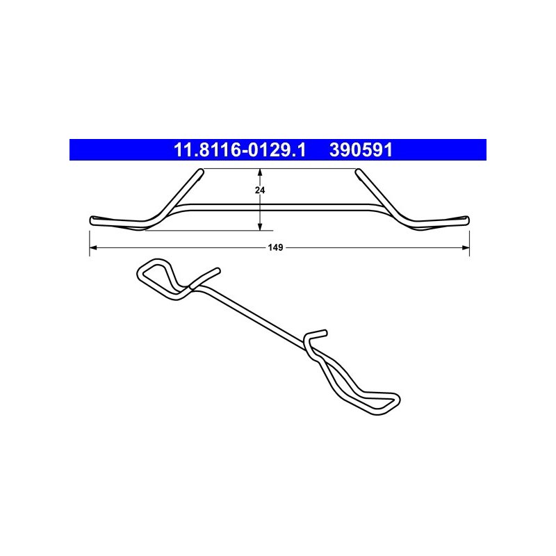 Ressort d'étrier de frein ATE 11.8116-0129.1 pour CHEVROLET, CITROEN et plus encore... ATE