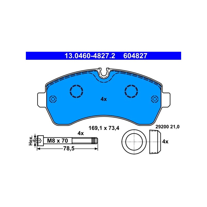 Jeu de plaquettes de frein ATE 13.0460-4827.2 pour MERCEDES, VW SPRINTER, CRAFTER ATE