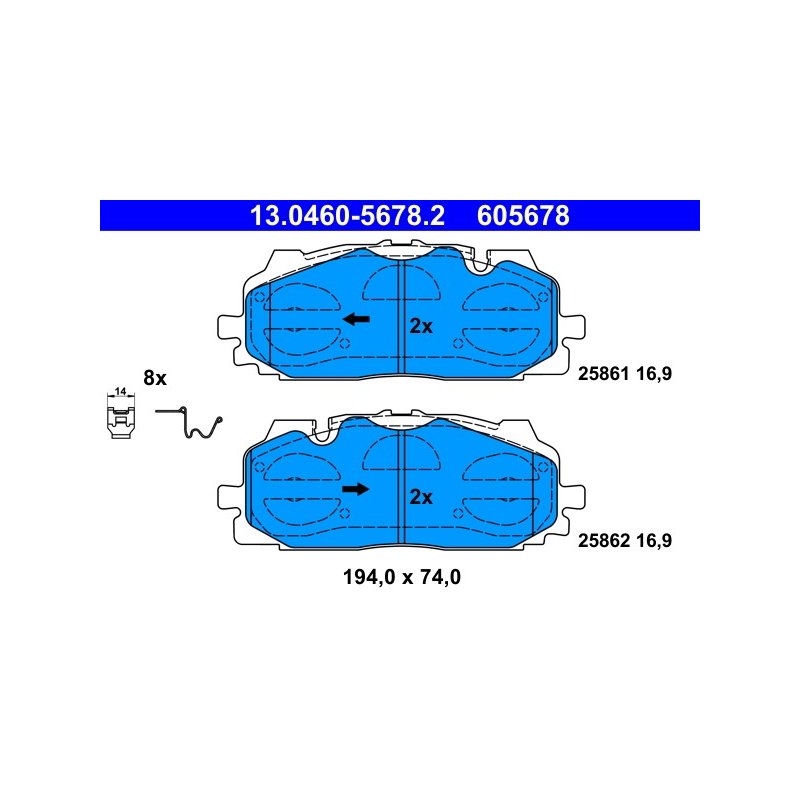 Jeu de plaquettes de frein ATE 13.0460-5678.2 pour AUDI, VW OE 4M0698151BD ATE