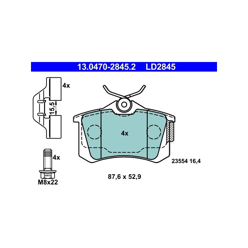 Plaquettes de frein ATE 13.0470-2845.2 pour RENAULT, référence d'origine 440600364R ATE
