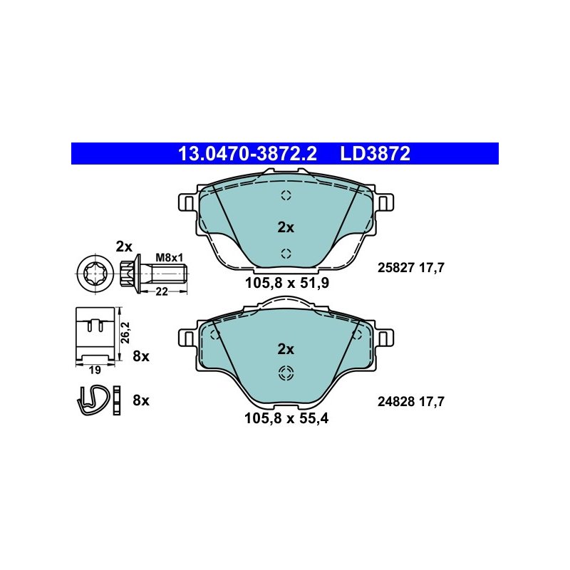 Jeu de plaquettes de frein ATE 13.0470-3872.2 pour CITROEN, DS, VAUXHALL et plus encore... ATE