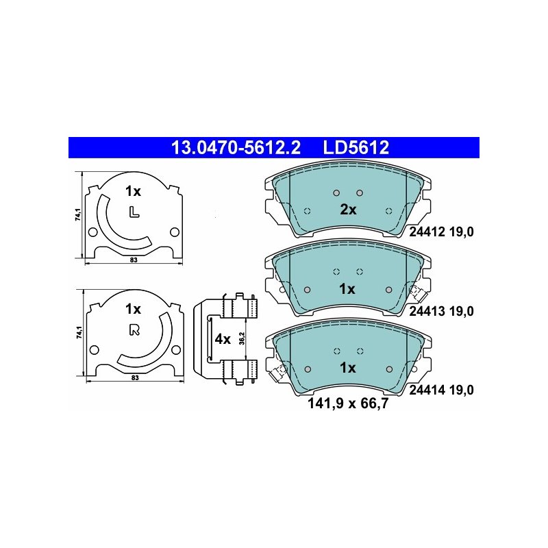 Jeu de plaquettes de frein ATE 13.0470-5612.2 pour CHEVROLET, VAUXHALL, SAAB ATE