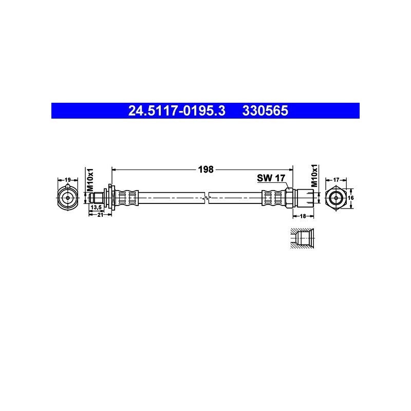 Flexible de frein ATE 24.5117-0195.3 pour VAUXHALL, SAAB OE 562352 ATE