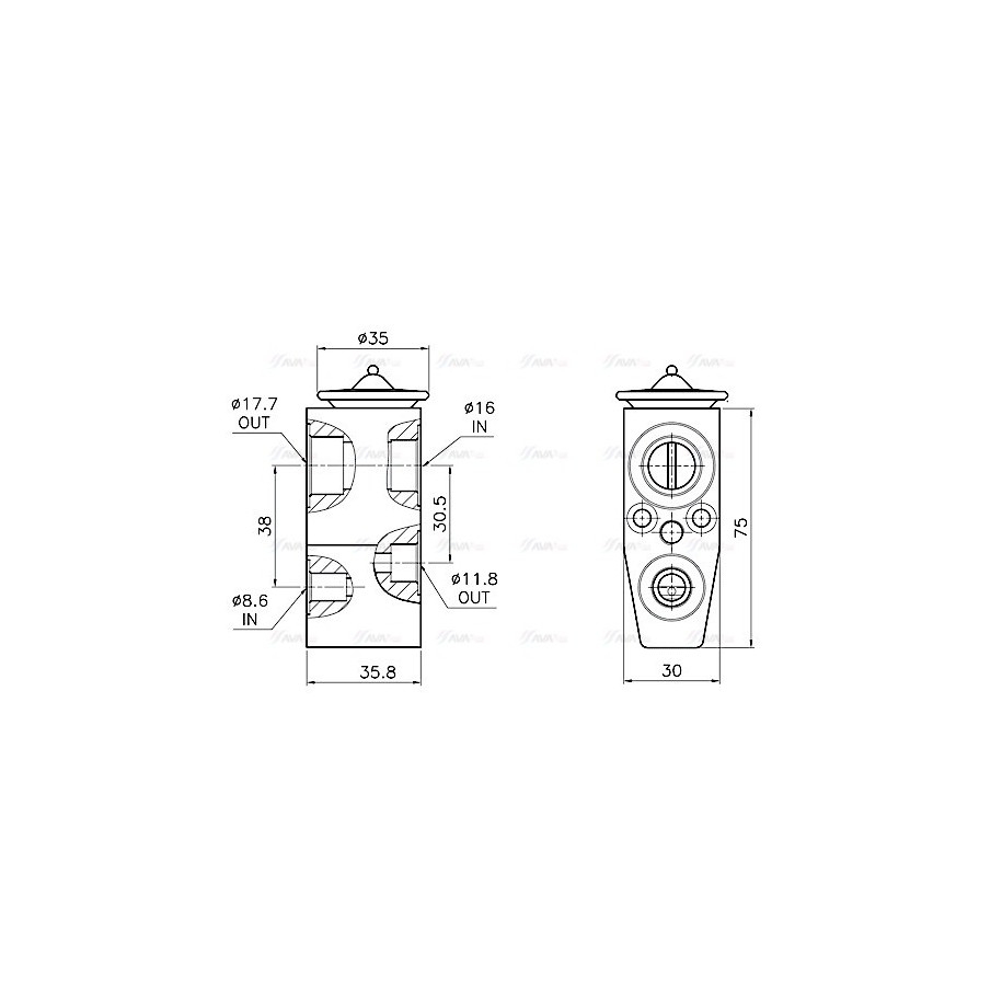 AVA AC Expansion Valve AVA QUALITY COOLING OL1746 OE Ref 13287935 AVA QUALITY COOLING