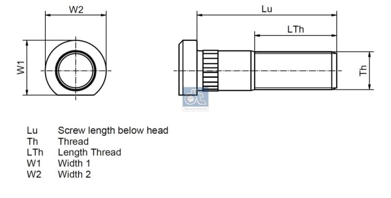 Wheel Stud DIESEL TECHNIC 3.61110 OE Ref 81455010129 DIESEL TECHNIC