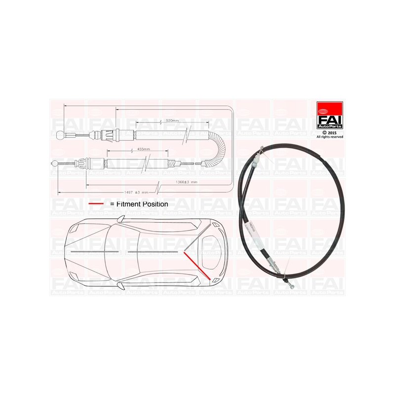 Handbrake Cable Pull FAI FBC0133 OE Ref 7700312837 FAI
