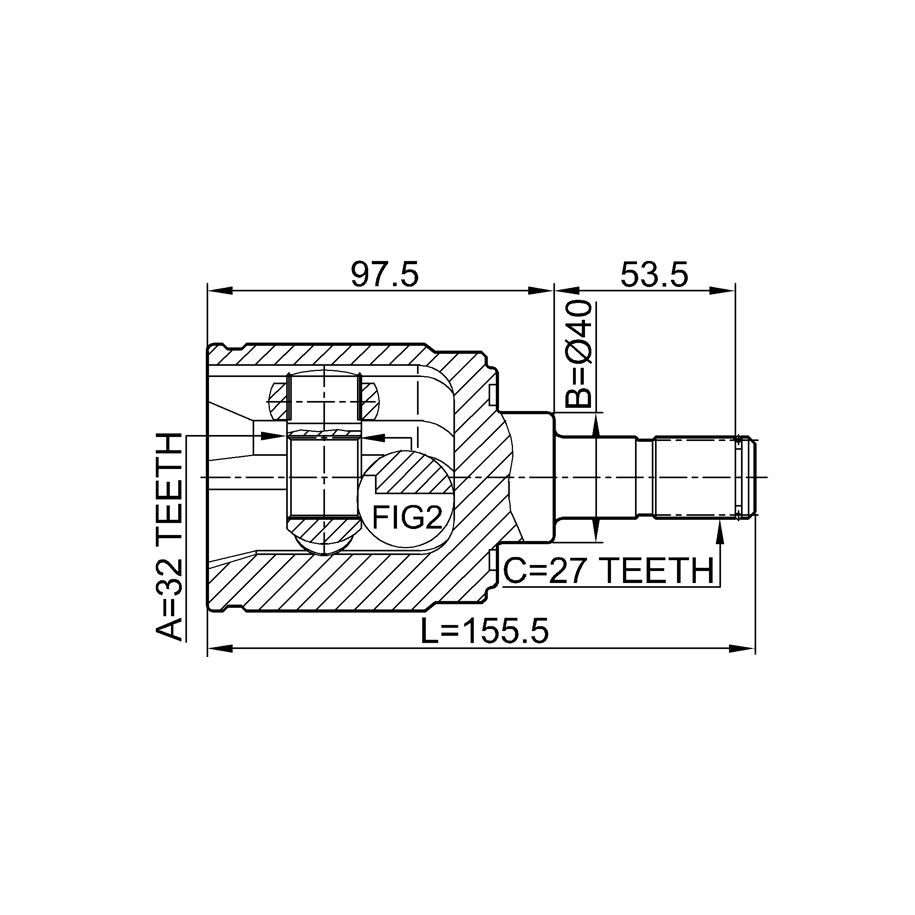 Joint homocinétique intérieur droit FEBEST 0311-CRVMTRH pour HONDA, ACURA 44305-SWW-900 FEBEST