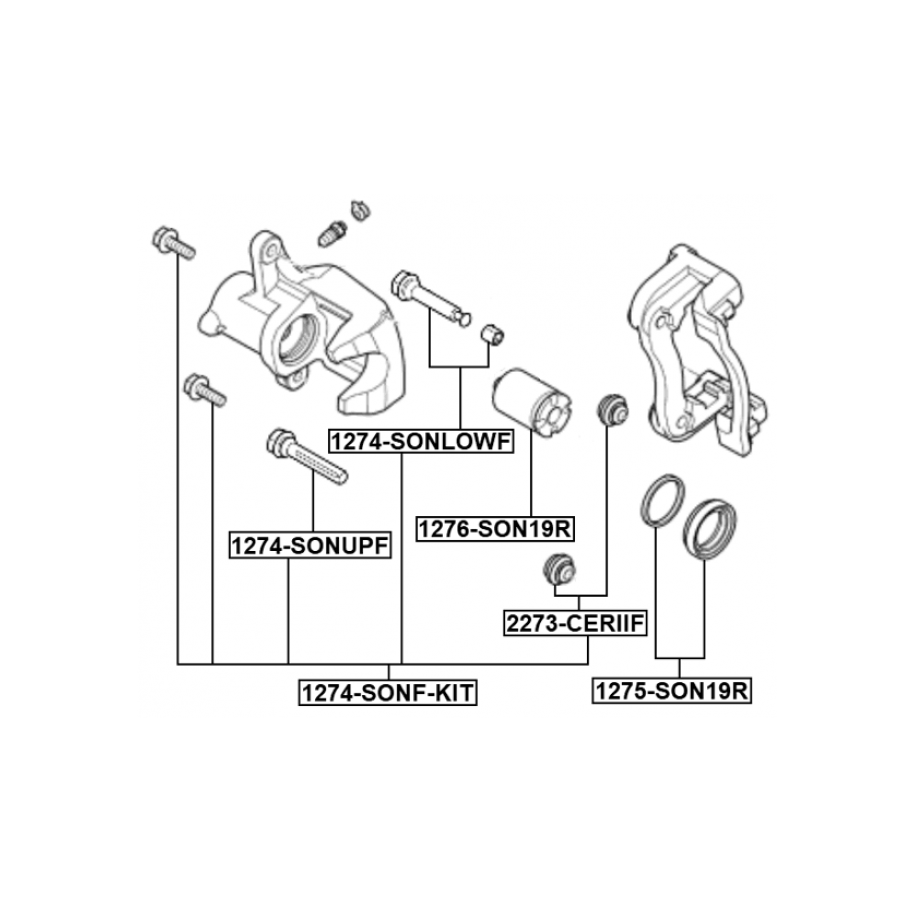 Kit d'étriers de frein FEBEST 1275-SON19R pour HYUNDAI, KIA 58232-1D000 FEBEST