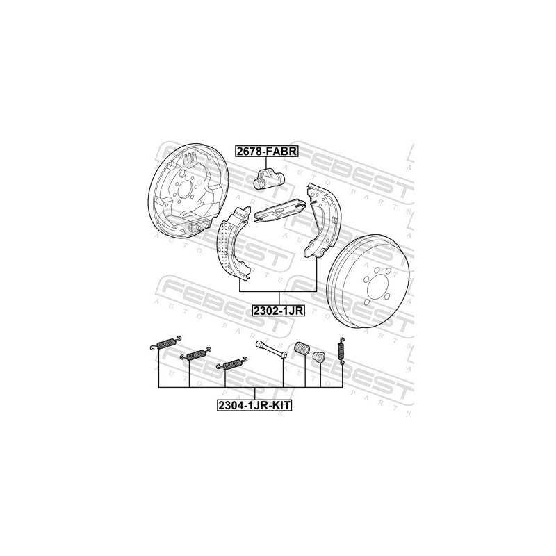 Kit d'accessoires pour mâchoires de frein FEBEST 2304-1JR-KIT pour AUDI, SEAT et plus encore... FEBEST