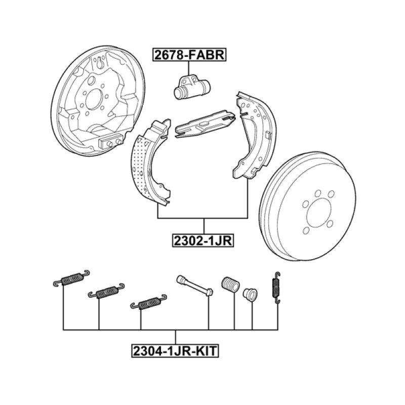 Kit d'accessoires pour mâchoires de frein FEBEST 2304-1JR-KIT pour AUDI, SEAT et plus encore... FEBEST
