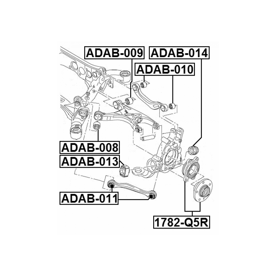 Silentbloc de bras de suspension arrière FEBEST ADAB-010 pour AUDI, PORSCHE 8K0505323H FEBEST
