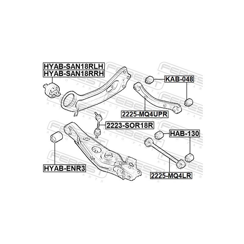 Support de bras de suspension arrière FEBEST KAB-048 pour HYUNDAI et plus encore... FEBEST