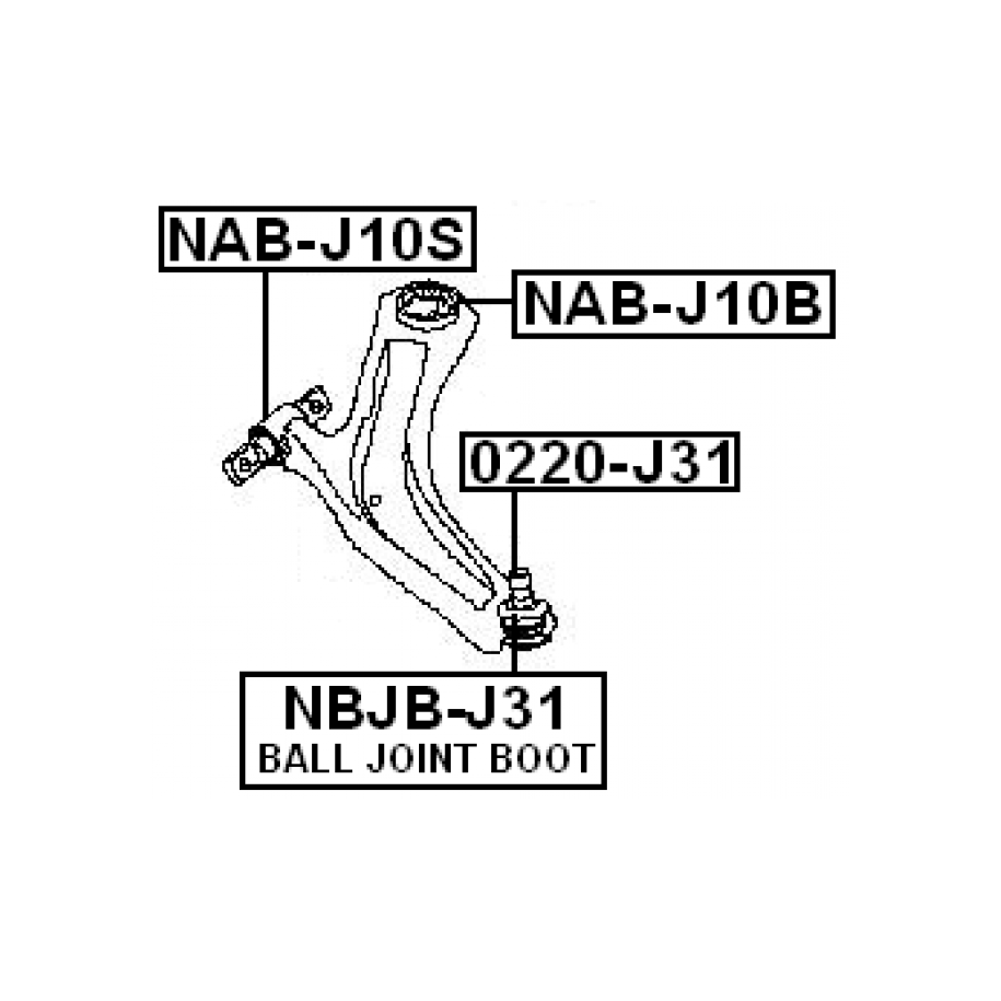 Bague arrière FEBEST, bras de suspension avant NAB-J10B pour NISSAN et plus encore... FEBEST