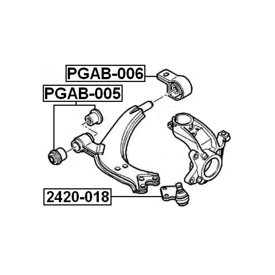 Silentbloc arrière FEBEST, bras de suspension avant PGAB-006 pour CITROËN, PEUGEOT FEBEST