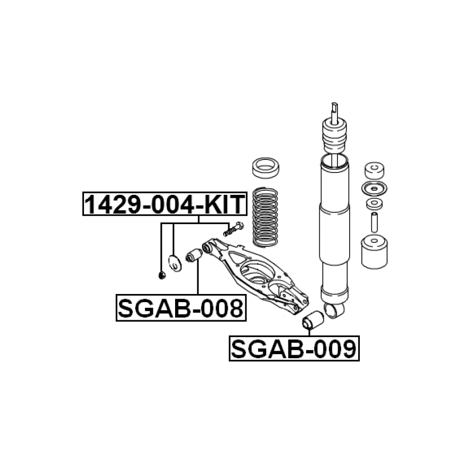 Douille de tige arrière FEBEST SGAB-008 pour MERCEDES,SSANGYONG 1243523765 FEBEST