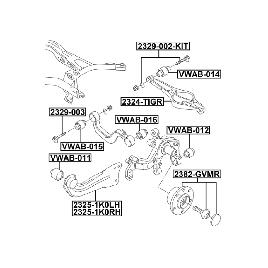 Silentbloc de bras de suspension arrière FEBEST VWAB-011 pour VW, AUDI, SKODA, SEAT FEBEST