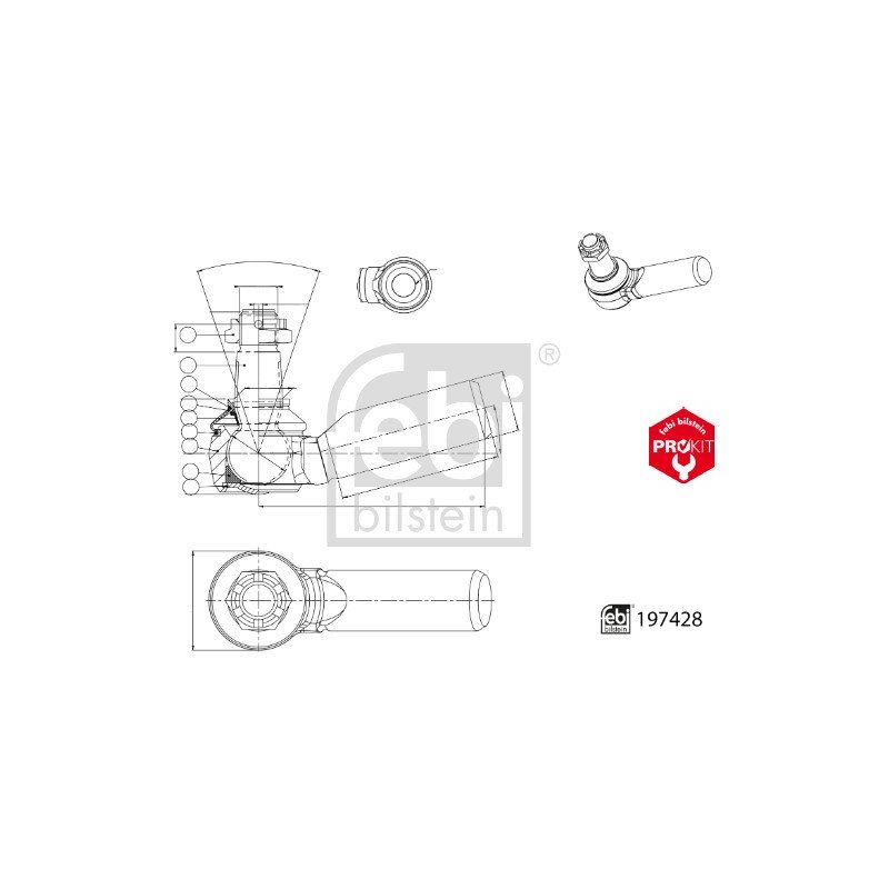 Steering Drag Link Angled Ball Joint FEBI 197428 OE Ref 2272418 FEBI