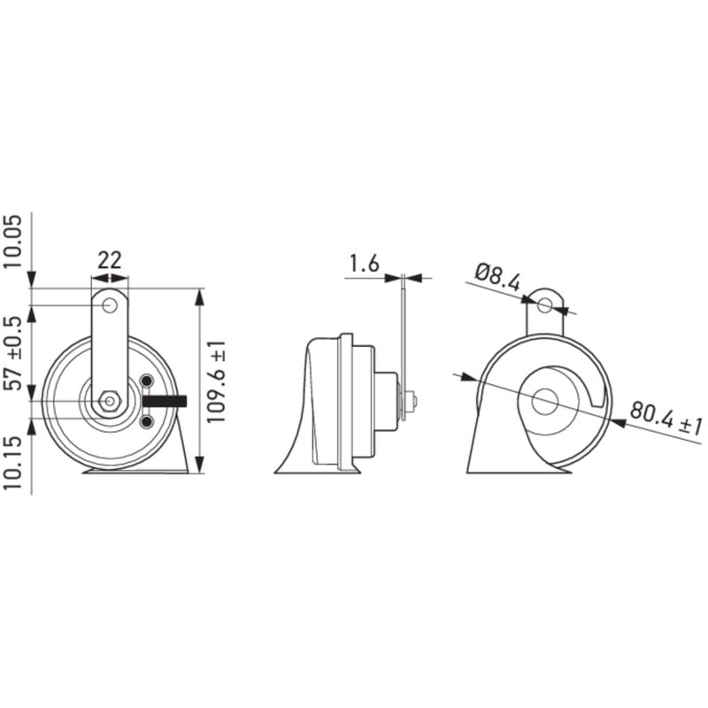 Signal Horn (universal) 3FH012010 161 HELLA 3FH 012 010-161 OE Ref 7700413533 HELLA
