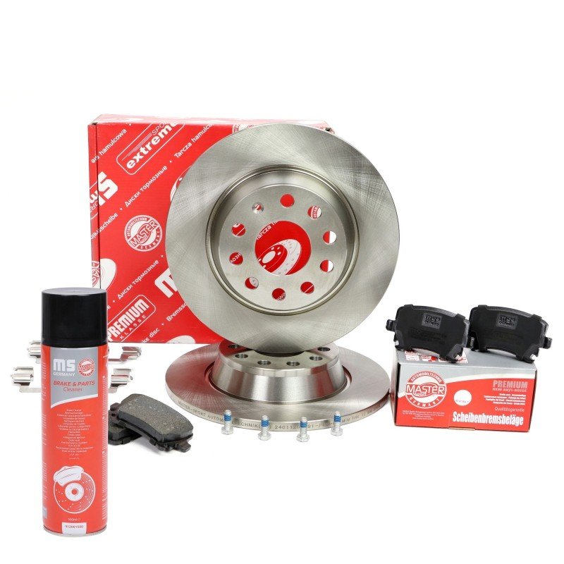Brake Discs & Pads Set + Cleaner MASTER-SPORT 201201690P OE Ref 1K0615601AD MASTER SPORT
