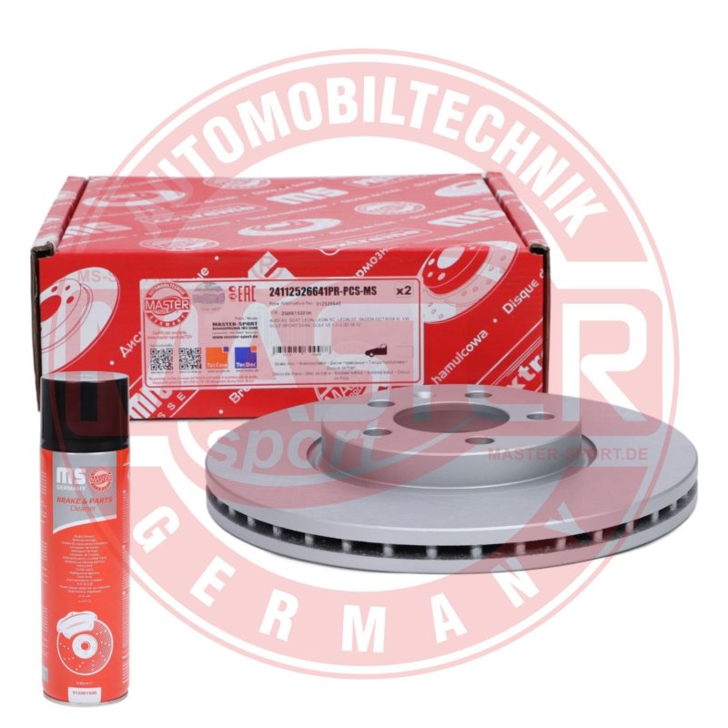 Brake Disc Set + Cleaner MASTER-SPORT 24112526641PR-PCS-MSP OE Ref 2Q0615301H MASTER SPORT