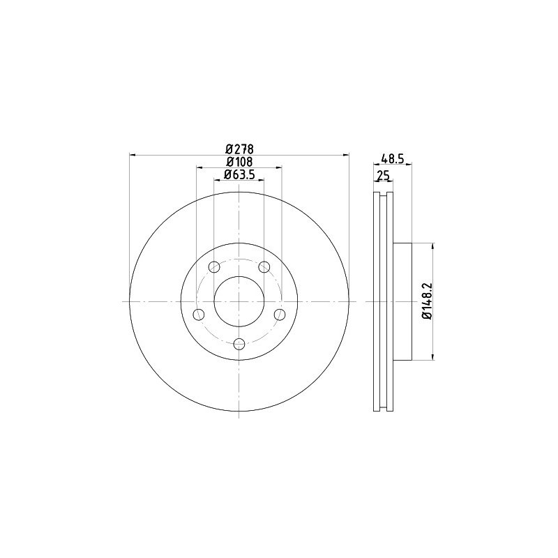 Brake Disc MINTEX MDC1637C OE Ref 3M512C375DB MINTEX
