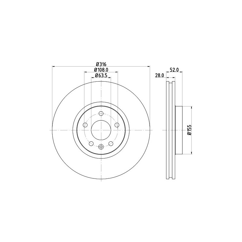 Brake Disc MINTEX MDC1828 OE Ref 1434815 MINTEX