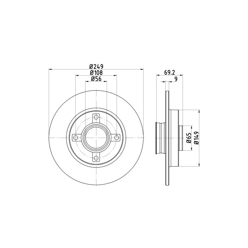 Brake Disc MINTEX MDC2121 OE Ref 1613500780 MINTEX