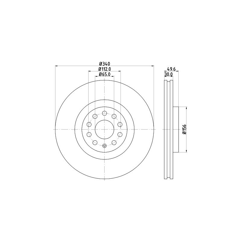 Brake Disc MINTEX MDC2253 OE Ref 1K0615301AD MINTEX