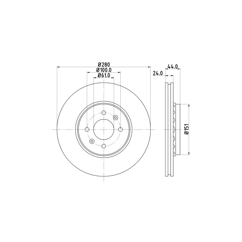 Brake Disc MINTEX MDC2515C OE Ref 7701205230 MINTEX