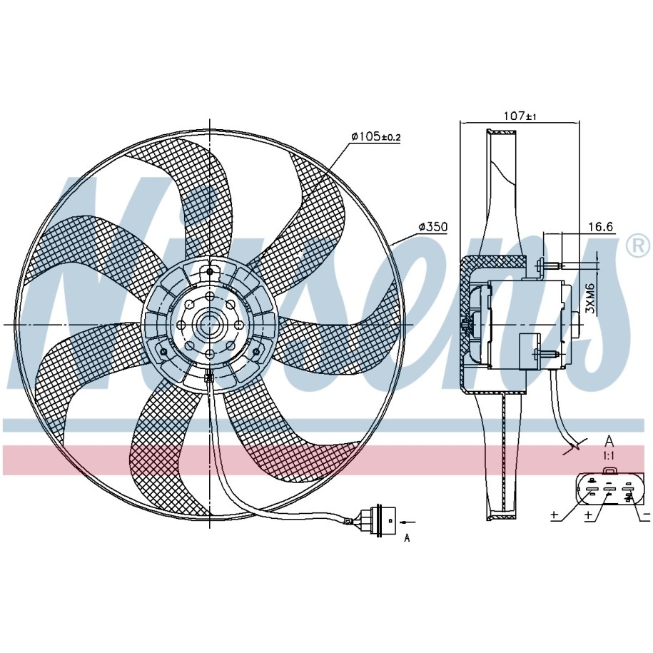 Engine Cooling Fan NISSENS 85725 OE Ref 1J0959455B NISSENS