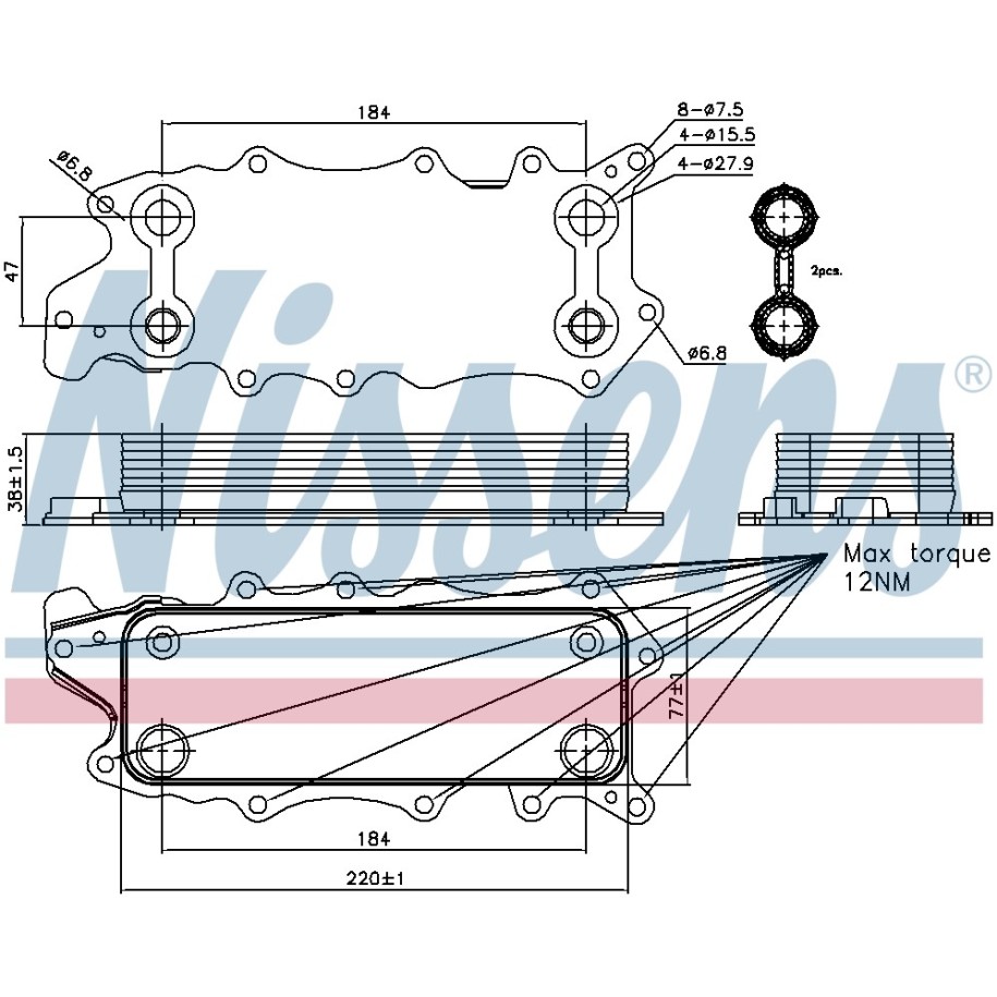 Engine Oil Cooler NISSENS 90784 NISSENS