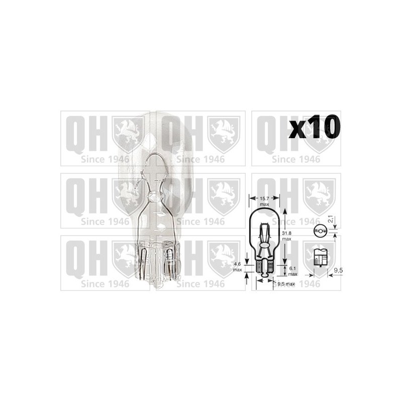 Auxiliary Stop Light Bulb (universal) QUINTON HAZELL QBL921 OE Ref KL0921KW16W QUINTON HAZELL