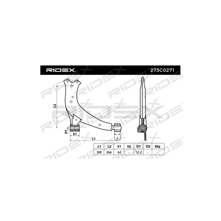 Bras de suspension arrière RIDEX 273C0271 pour CITROËN, PEUGEOT 16 14 447 580 RIDEX