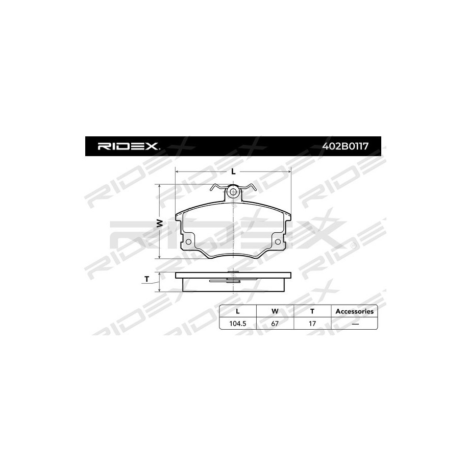 Plaquettes de frein RIDEX 402B0117 pour FIAT, LANCIA et plus encore... RIDEX