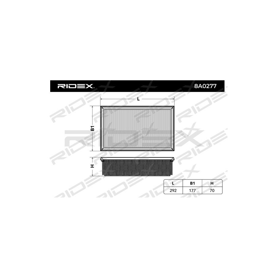 Filtre à air RIDEX 8A0277 pour VW, AUDI, SEAT, SKODA, CUPRA RIDEX