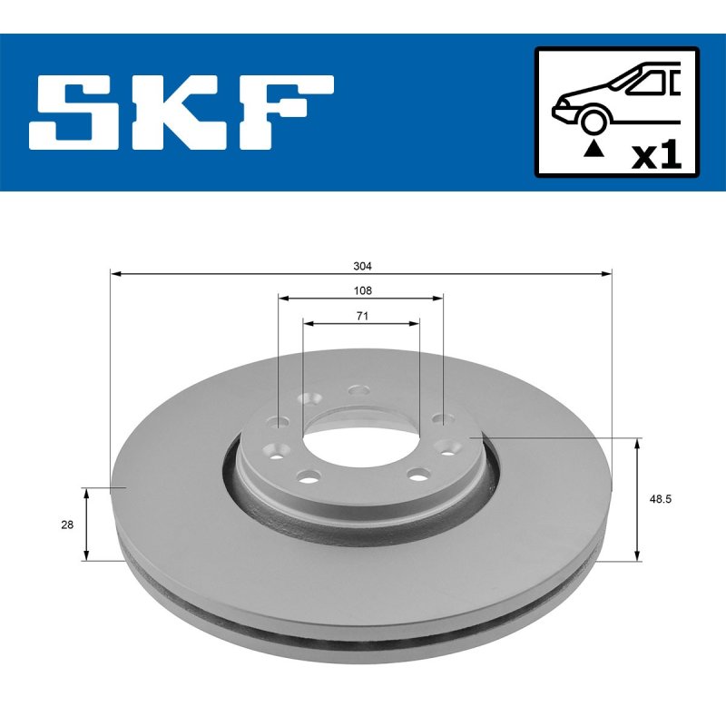 Brake Disc VKBD80037V1 SKF VKBD 80037 V1 OE Ref 424924 SKF