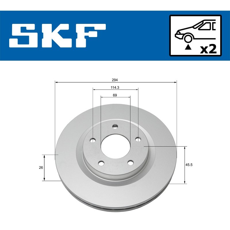 Brake Disc VKBD80054V2 SKF VKBD 80054 V2 OE Ref 15105514AA SKF