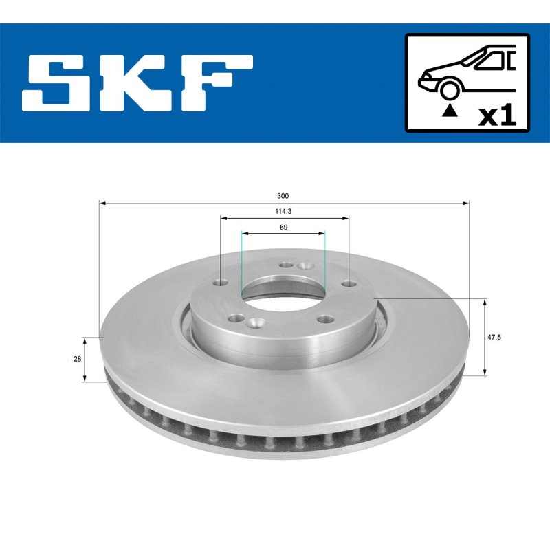 Brake Disc VKBD80236V1 SKF VKBD 80236 V1 OE Ref 517121M500 SKF