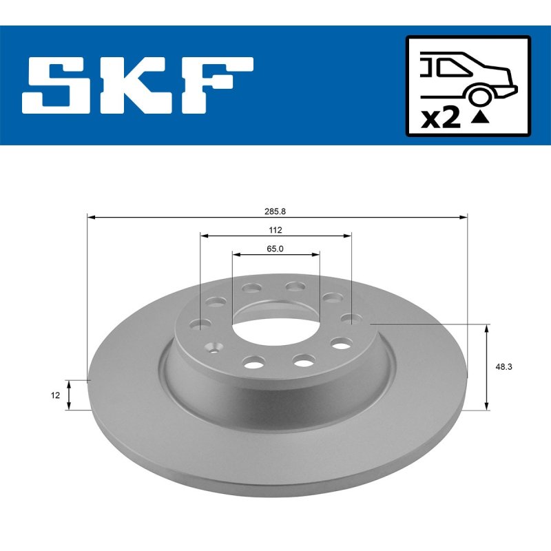Brake Disc VKBD91289S2 SKF VKBD 91289 S2 OE Ref 1K0615601AD SKF