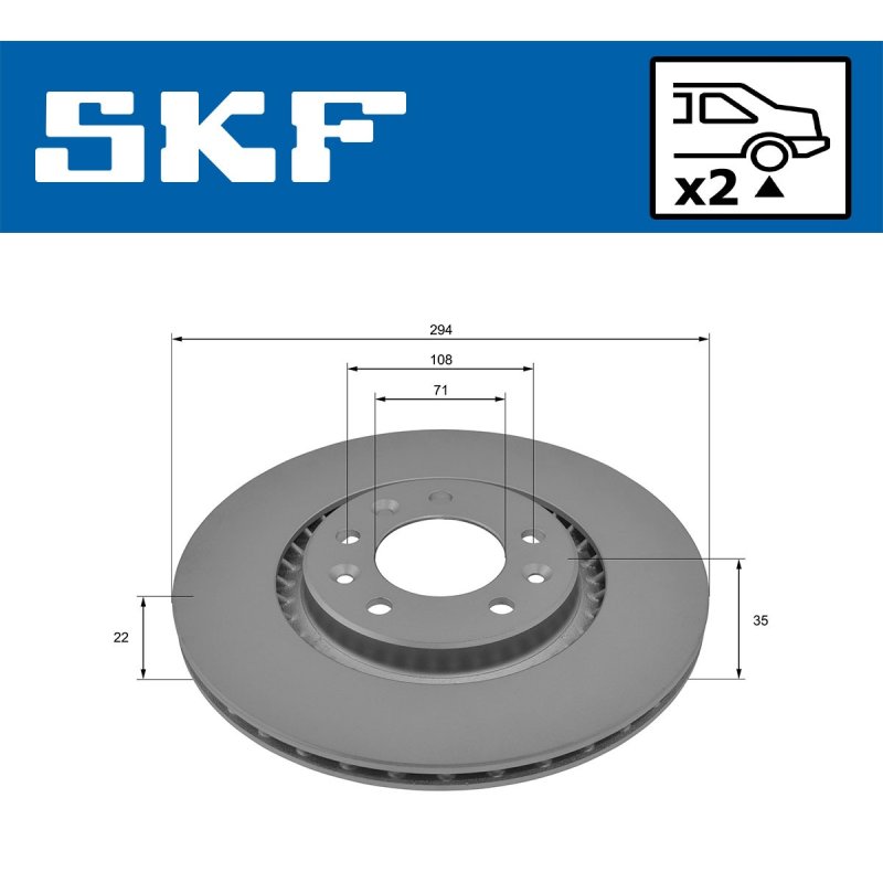 Brake Disc VKBD91305V2 SKF VKBD 91305 V2 OE Ref 1616394580 SKF
