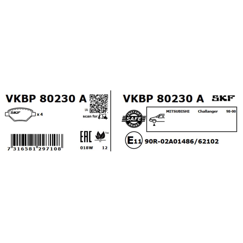 Brake Pad Set VKBP80230A SKF VKBP 80230 A OE Ref 1609252780 SKF