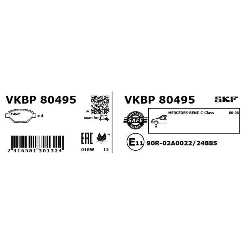 Brake Pad Set VKBP80495 SKF VKBP 80495 OE Ref 0044205120 SKF