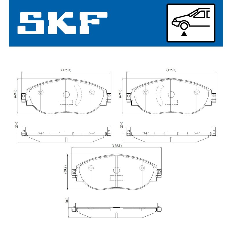 Brake Pad Set VKBP80768 SKF VKBP 80768 OE Ref 3Q0698151 SKF