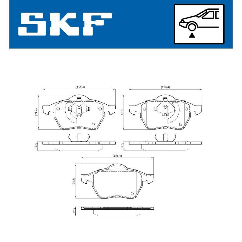 Brake Pad Set VKBP80936 SKF VKBP 80936 OE Ref 1J0698151L SKF