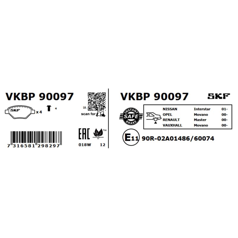 Brake Pad Set VKBP90097 SKF VKBP 90097 OE Ref 4406000Q2K SKF