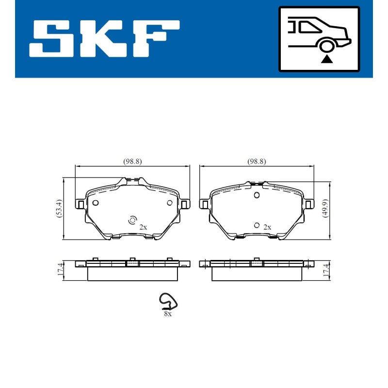 Brake Pad Set VKBP90101 SKF VKBP 90101 OE Ref 1609000680 SKF