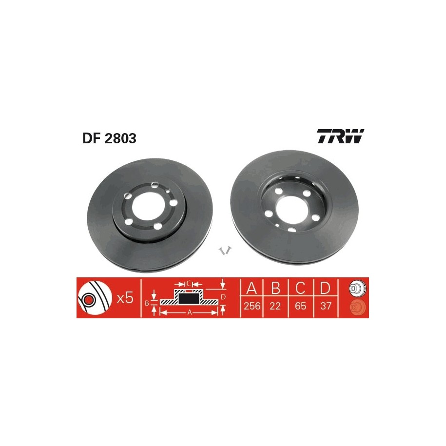 Disque de frein TRW DF2803 pour AUDI, SEAT, SKODA, VW, ZHONGHUA TRW