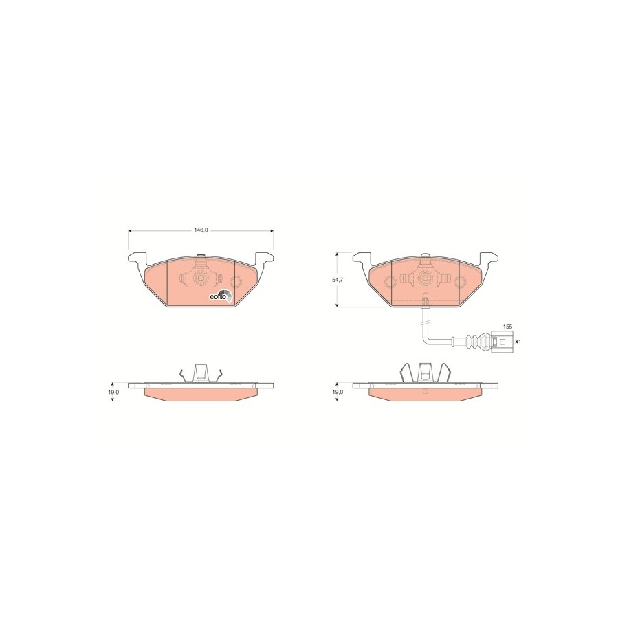 Plaquettes de frein TRW GDB1658 pour AUDI, SEAT, SKODA, VW OE JZW698151 TRW