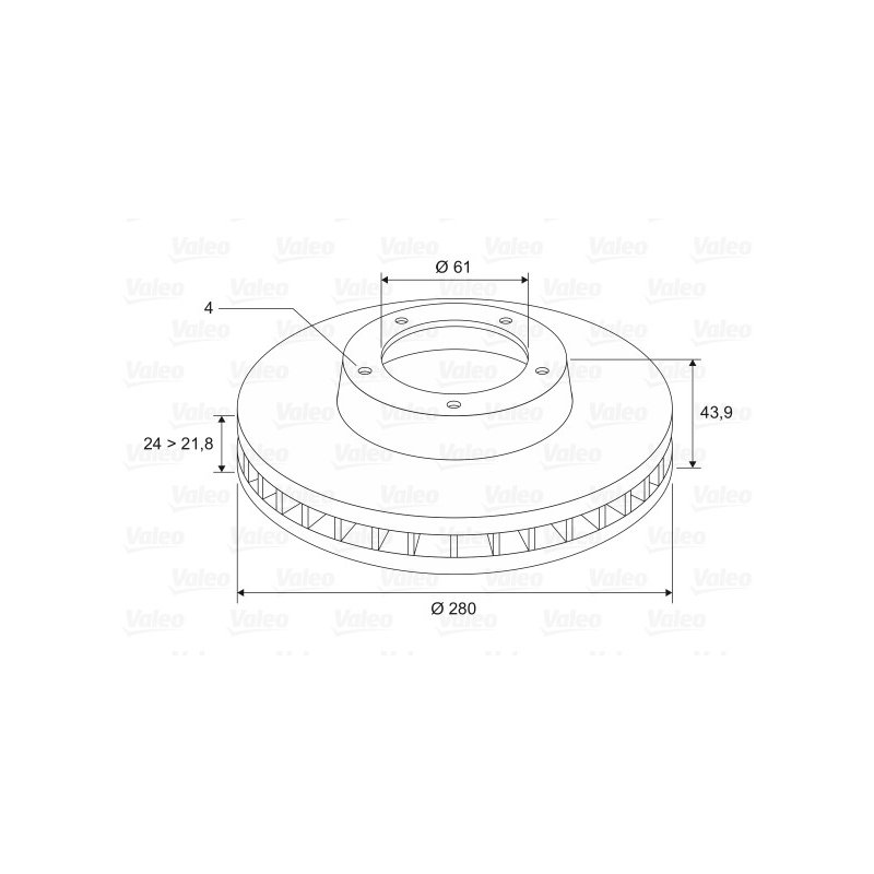 Disque de frein VALEO 186655 pour DACIA, RENAULT, référence d'origine 402069518R VALEO